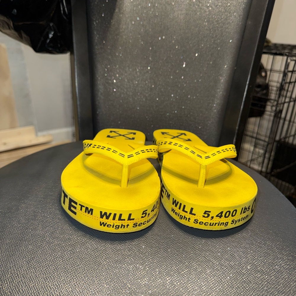 Yellow Industrial Strap Platform Flip Flops
